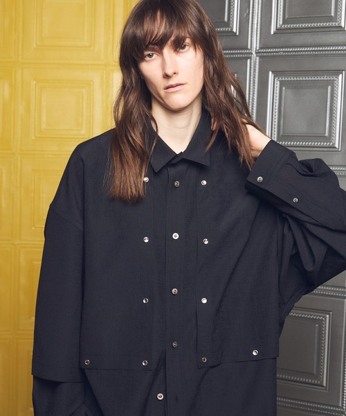 MAISON SPECIAL（メゾンスペシャル）の「《UNISEX》Yoke Rivets Prime-Over Shirt/ヨークリベットプライムオーバーシャツ【MAISON SPECIAL/メゾンスペシャル】（シャツ/ブラウス・メンズ・ブラック/ブラウン・2/1/0）」の9枚目の写真