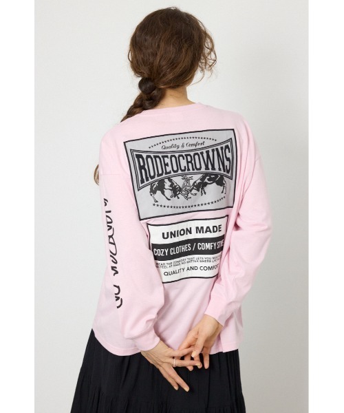 RODEO CROWNS WIDE BOWL（ロデオクラウンズワイドボウル）の「パッチデザインロングスリーブ Tシャツ（Tシャツ/カットソー・レディース・ブラック/ライトピンク/サックスブルー/オフホワイト・FREE）」の4枚目の写真