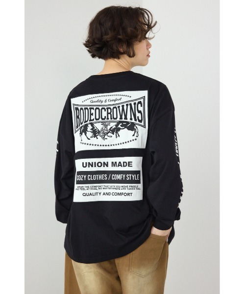RODEO CROWNS WIDE BOWL（ロデオクラウンズワイドボウル）の「パッチデザインロングスリーブ Tシャツ（Tシャツ/カットソー・レディース・ブラック/ライトピンク/サックスブルー/オフホワイト・FREE）」の6枚目の写真