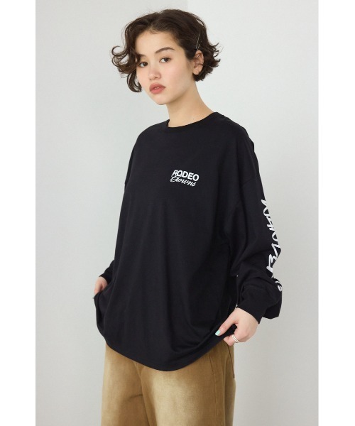 RODEO CROWNS WIDE BOWL（ロデオクラウンズワイドボウル）の「パッチデザインロングスリーブ Tシャツ（Tシャツ/カットソー・レディース・ブラック/ライトピンク/サックスブルー/オフホワイト・FREE）」の8枚目の写真