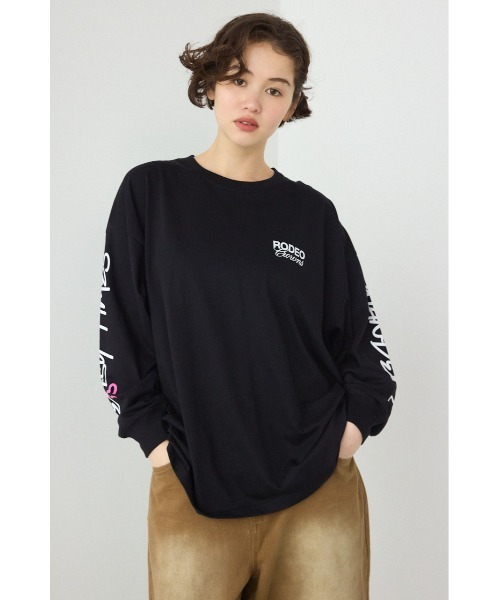 RODEO CROWNS WIDE BOWL（ロデオクラウンズワイドボウル）の「パッチデザインロングスリーブ Tシャツ（Tシャツ/カットソー・レディース・ブラック/ライトピンク/サックスブルー/オフホワイト・FREE）」の9枚目の写真