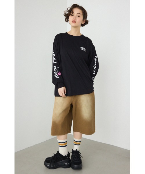 RODEO CROWNS WIDE BOWL（ロデオクラウンズワイドボウル）の「パッチデザインロングスリーブ Tシャツ（Tシャツ/カットソー・レディース・ブラック/ライトピンク/サックスブルー/オフホワイト・FREE）」の10枚目の写真