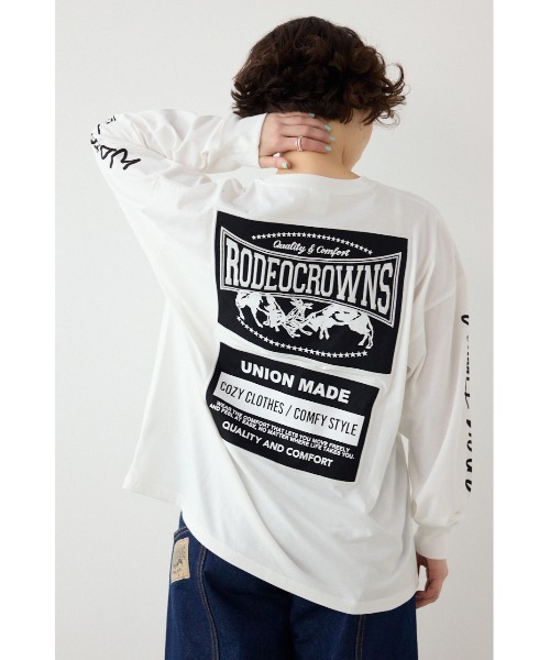 RODEO CROWNS WIDE BOWL（ロデオクラウンズワイドボウル）の「パッチデザインロングスリーブ Tシャツ（Tシャツ/カットソー・レディース・ブラック/ライトピンク/サックスブルー/オフホワイト・FREE）」の12枚目の写真