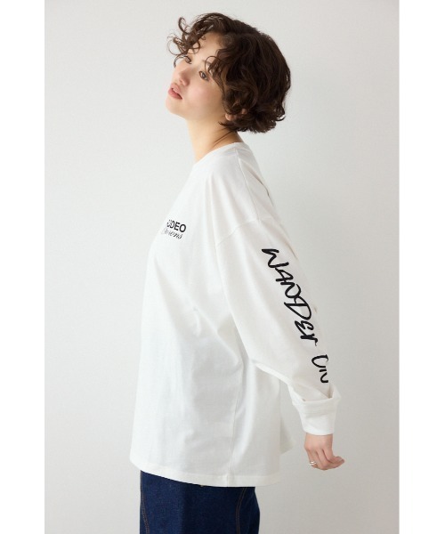 RODEO CROWNS WIDE BOWL（ロデオクラウンズワイドボウル）の「パッチデザインロングスリーブ Tシャツ（Tシャツ/カットソー・レディース・ブラック/ライトピンク/サックスブルー/オフホワイト・FREE）」の13枚目の写真