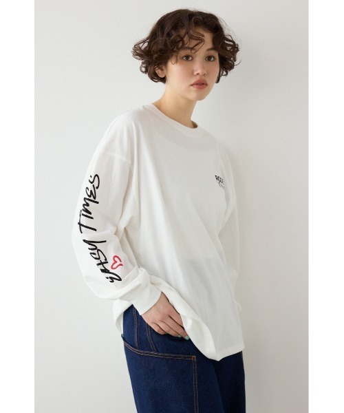 RODEO CROWNS WIDE BOWL（ロデオクラウンズワイドボウル）の「パッチデザインロングスリーブ Tシャツ（Tシャツ/カットソー・レディース・ブラック/ライトピンク/サックスブルー/オフホワイト・FREE）」の14枚目の写真