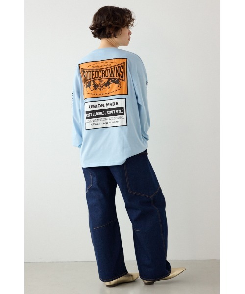 RODEO CROWNS WIDE BOWL（ロデオクラウンズワイドボウル）の「パッチデザインロングスリーブ Tシャツ（Tシャツ/カットソー・レディース・ブラック/ライトピンク/サックスブルー/オフホワイト・FREE）」の5枚目の写真
