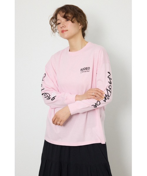 RODEO CROWNS WIDE BOWL（ロデオクラウンズワイドボウル）の「パッチデザインロングスリーブ Tシャツ（Tシャツ/カットソー・レディース・ブラック/ライトピンク/サックスブルー/オフホワイト・FREE）」の22枚目の写真