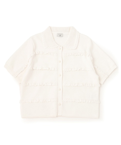pom ponette junior（ポンポネットジュニア）の「【AMI】レースカーディガン（カーディガン/ボレロ・キッズ・オフホワイト/ブラック・L:160cm/M:150cm）」の10枚目の写真