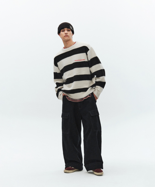 CACTUSDONUTMARKET(カクタスドーナツマーケット)の「Embroidery Hairy Stripe Sweater-Cream(ニット/セーター・レディース・その他・MEDIUM)」の1枚目の写真