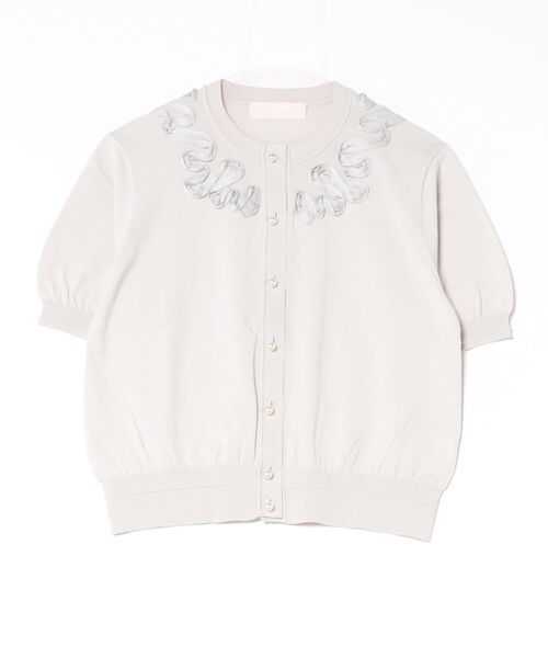Marilyn Moon（マリリンムーン）の「cotton nylon code embroidery knit cardigan（カーディガン/ボレロ・レディース・クリーム/ブラック/ネイビー/グレー・FREE）」の3枚目の写真