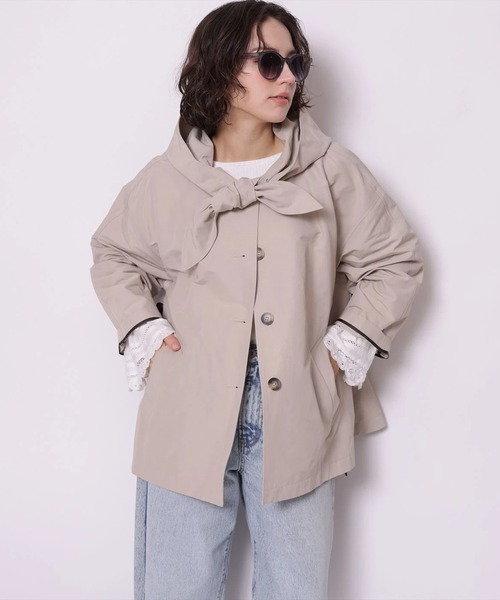 Arpege story(アルページュストーリー)の「2WAY Aラインブルゾン(ダウンジャケット/コート・レディース・ネイビー/ベージュ・2/1)」の16枚目の写真