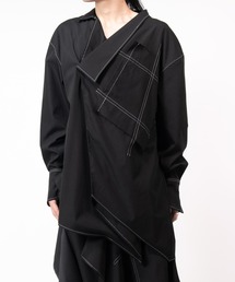 Ruze（ルゼ）の「Asymmetry white stitch pullover shirt /アシンメトリー ホワイトステッチ プルオーバー シャツ（シャツ/ブラウス）」