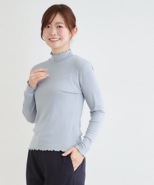 LAURA ASHLEY(ローラアシュレイ)の「【定番人気!5colors/洗える】メロウエラスティックタートル(Tシャツ/カットソー・レディース・イエロー系その他/サックスブルー/アイボリー/ネイビー/ピンク・40/38)」の4枚目の写真
