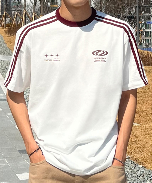 URBANDTYPE(アーバンディタイプ)の「フットボールジャージTシャツ_ホワイト/バーガンディ(Tシャツ/カットソー・メンズ・その他・SMALL/MEDIUM/LARGE)」の3枚目の写真