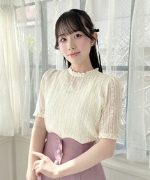 F i.n.t | ストライプレース5分袖トップス/fint フィント(Tシャツ/カットソー)