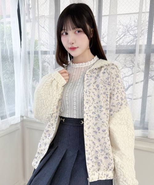 F i.n.t（フィント）の「ストライプレース5分袖トップス（Tシャツ/カットソー・レディース・アイボリー/オフホワイト・FREE）」の13枚目の写真