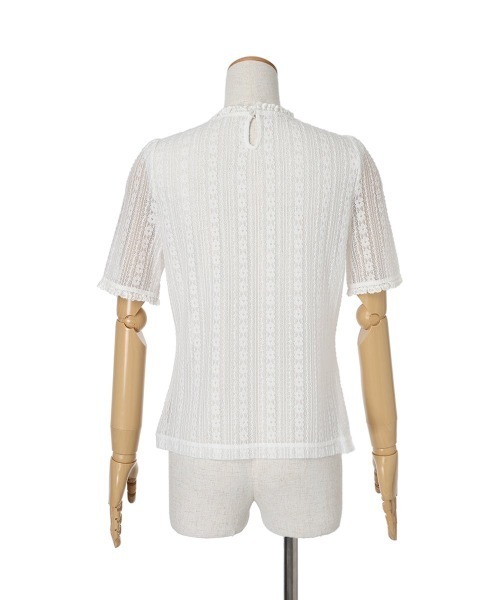 F i.n.t（フィント）の「ストライプレース5分袖トップス（Tシャツ/カットソー・レディース・アイボリー/オフホワイト・FREE）」の17枚目の写真