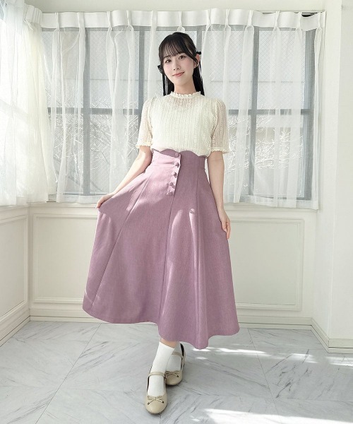 F i.n.t（フィント）の「ストライプレース5分袖トップス（Tシャツ/カットソー・レディース・アイボリー/オフホワイト・FREE）」の10枚目の写真