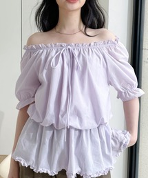 専用！マイランパフスリーブトップス　パープル パフスリーブ」に該当するトップス（パープル/紫色系）ファッション
