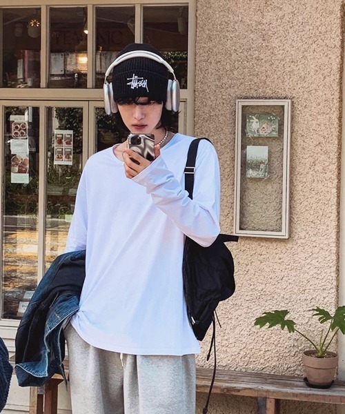 NOWLE（ノウル）の「【NOWLE】ルーズシルエット クルーネック ロングスリーブTシャツ / 無地 ロンT（Tシャツ/カットソー・メンズ・ホワイト/ブラック・SMALL/MEDIUM/LARGE/X-LARGE）」の21枚目の写真