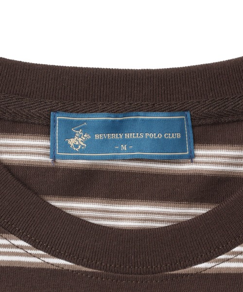 BEVERLY HILLS POLO CLUB(ビバリーヒルズポロクラブ)の「【BEVERLY HILLS POLO CLUB】1ポイント刺繍ボーダーTシャツ(Tシャツ/カットソー・メンズ・ブラック/ダークブラウン・M/L/LL)」の3枚目の写真