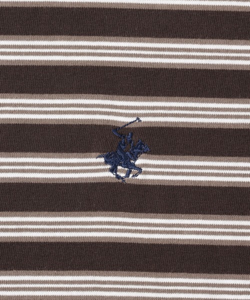 BEVERLY HILLS POLO CLUB(ビバリーヒルズポロクラブ)の「【BEVERLY HILLS POLO CLUB】1ポイント刺繍ボーダーTシャツ(Tシャツ/カットソー・メンズ・ブラック/ダークブラウン・M/L/LL)」の8枚目の写真