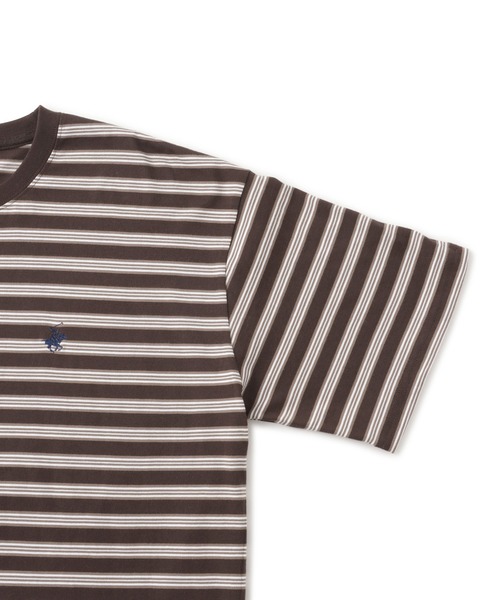BEVERLY HILLS POLO CLUB(ビバリーヒルズポロクラブ)の「【BEVERLY HILLS POLO CLUB】1ポイント刺繍ボーダーTシャツ(Tシャツ/カットソー・メンズ・ブラック/ダークブラウン・M/L/LL)」の4枚目の写真