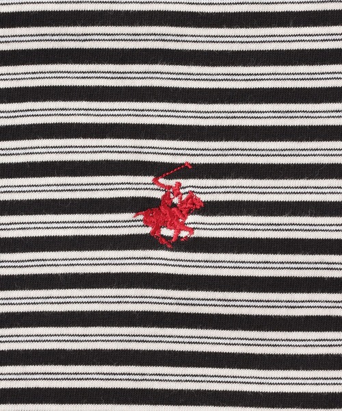 BEVERLY HILLS POLO CLUB(ビバリーヒルズポロクラブ)の「【BEVERLY HILLS POLO CLUB】1ポイント刺繍ボーダーTシャツ(Tシャツ/カットソー・メンズ・ブラック/ダークブラウン・M/L/LL)」の10枚目の写真