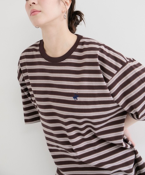 BEVERLY HILLS POLO CLUB(ビバリーヒルズポロクラブ)の「【BEVERLY HILLS POLO CLUB】1ポイント刺繍ボーダーTシャツ(Tシャツ/カットソー・メンズ・ブラック/ダークブラウン・M/L/LL)」の20枚目の写真