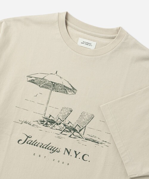 Saturdays NYC（サタデーズ ニューヨークシティ ）の「Beach Chair Ozone Wash Relaxed SS Tee（Tシャツ/カットソー・メンズ・スミクロ/ネイビー/キナリ・M/L/XL/S）」の22枚目の写真