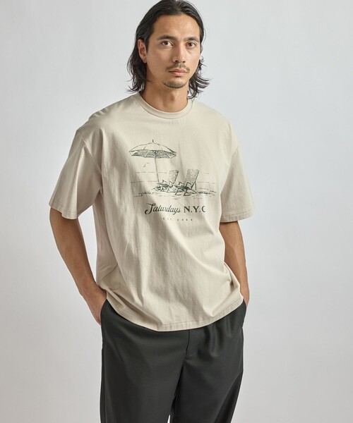 Saturdays NYC（サタデーズ ニューヨークシティ ）の「Beach Chair Ozone Wash Relaxed SS Tee（Tシャツ/カットソー・メンズ・スミクロ/ネイビー/キナリ・M/L/XL/S）」の5枚目の写真