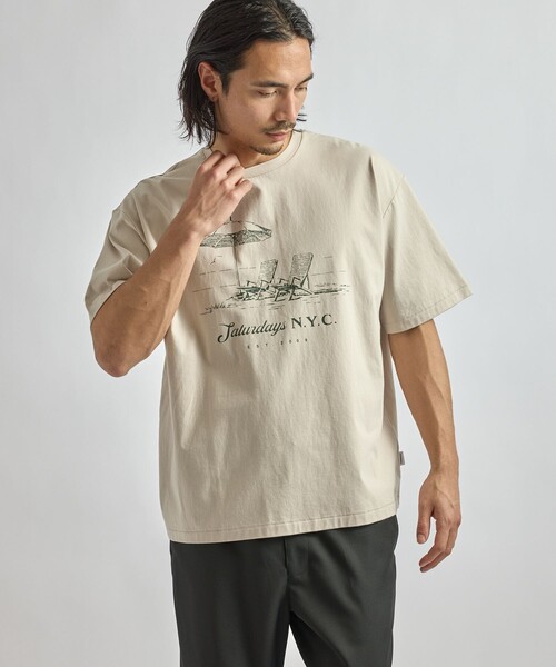 Saturdays NYC（サタデーズ ニューヨークシティ ）の「Beach Chair Ozone Wash Relaxed SS Tee（Tシャツ/カットソー・メンズ・スミクロ/ネイビー/キナリ・M/L/XL/S）」の2枚目の写真