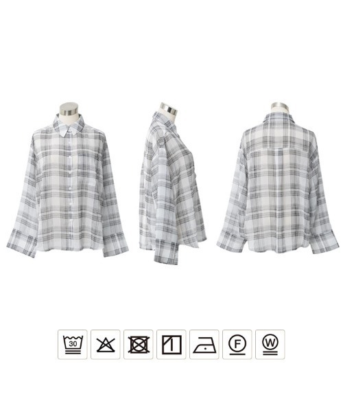 KOBE LETTUCE(コウベレタス)の「シアーチェックシャツ(シャツ/ブラウス・レディース・オフホワイト/ブラック・M)」の8枚目の写真