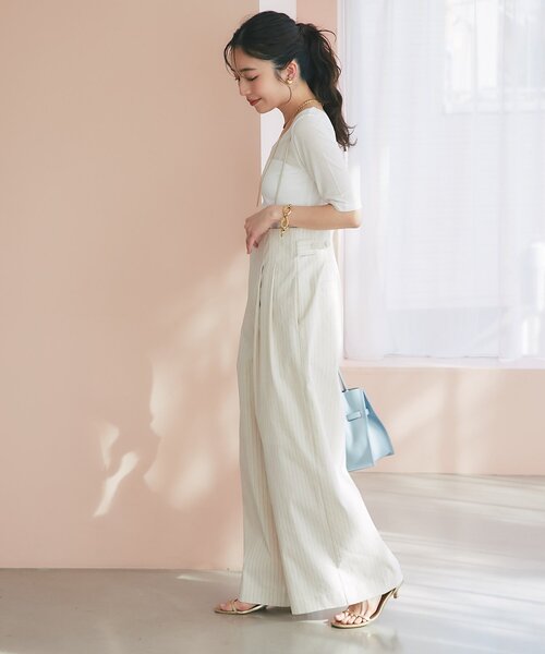 La boutique BonBon（ラブティックボンボン）の「【愛されカジュアル】ストラップ付バギーパンツ（その他パンツ・レディース・ネイビー/ライトベージュ・38/36）」の20枚目の写真