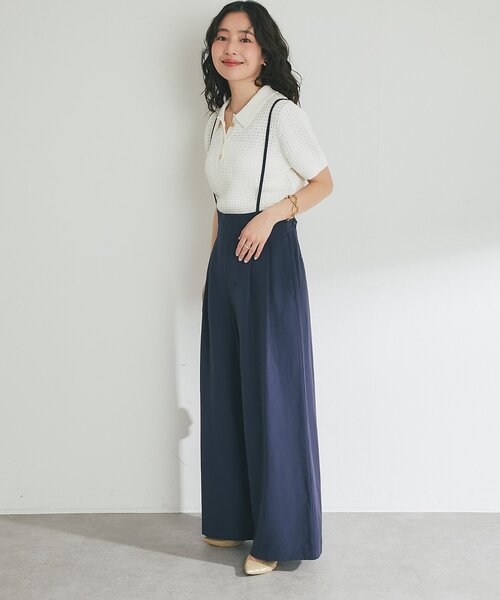 La boutique BonBon（ラブティックボンボン）の「【愛されカジュアル】ストラップ付バギーパンツ（その他パンツ・レディース・ネイビー/ライトベージュ・38/36）」の15枚目の写真