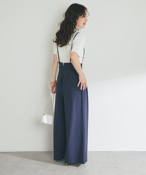 La boutique BonBon（ラブティックボンボン）の「【愛されカジュアル】ストラップ付バギーパンツ（その他パンツ・レディース・ネイビー/ライトベージュ・38/36）」の16枚目の写真
