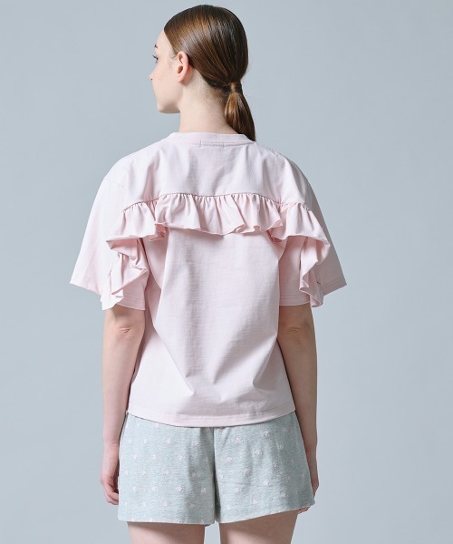 DOUBLE STANDARD CLOTHING（ダブルスタンダードクロージング）の「ヘビーコットン天竺 バックフリルTシャツ（Tシャツ/カットソー・レディース・オフホワイト/ピンク・FREE）」の7枚目の写真