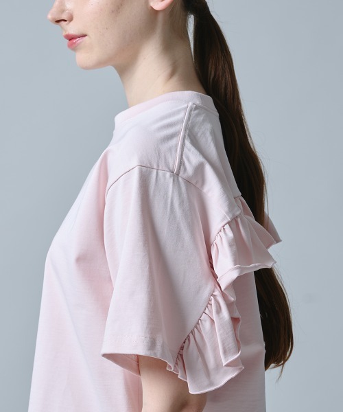 DOUBLE STANDARD CLOTHING（ダブルスタンダードクロージング）の「ヘビーコットン天竺 バックフリルTシャツ（Tシャツ/カットソー・レディース・オフホワイト/ピンク・FREE）」の9枚目の写真