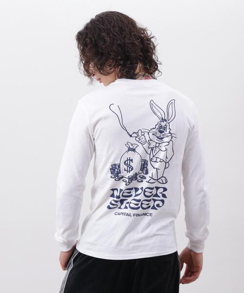 MANASTASH(マナスタッシュ)の「MANASTASH/マナスタッシュ/CiTee L/S RABBIT/シティーロングスリーブラビット(Tシャツ/カットソー・メンズ・ピンク/ホワイト・XL/M/L/S)」の6枚目の写真