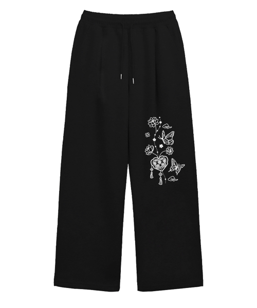 RANDOMOFF(ランダムオフ)の「BUTTERFLY DREAM ONE TUCK WIDE SWEAT PANTS (2color)(スウェットパンツ・レディース・ライトグレー/ブラック・SMALL/MEDIUM/LARGE)」の4枚目の写真