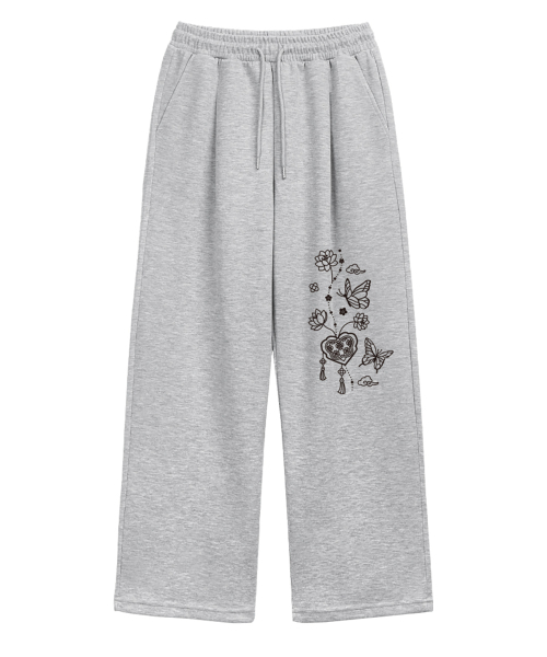 RANDOMOFF(ランダムオフ)の「BUTTERFLY DREAM ONE TUCK WIDE SWEAT PANTS (2color)(スウェットパンツ・レディース・ライトグレー/ブラック・SMALL/MEDIUM/LARGE)」の6枚目の写真