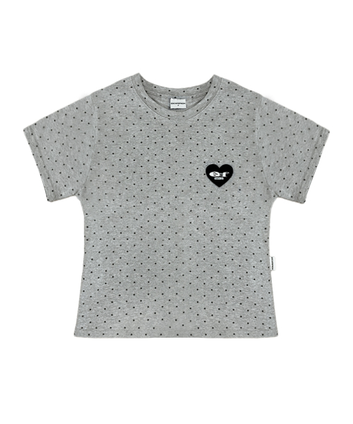 ESCAPEFROM（エスケープフロム）の「スモールハート ESCFロゴコラージュアプリケドットスリムフィット半袖Tシャツ [3色]（Tシャツ/カットソー・レディース・アイボリー/ライトブルー/グレー・MEDIUM）」の6枚目の写真