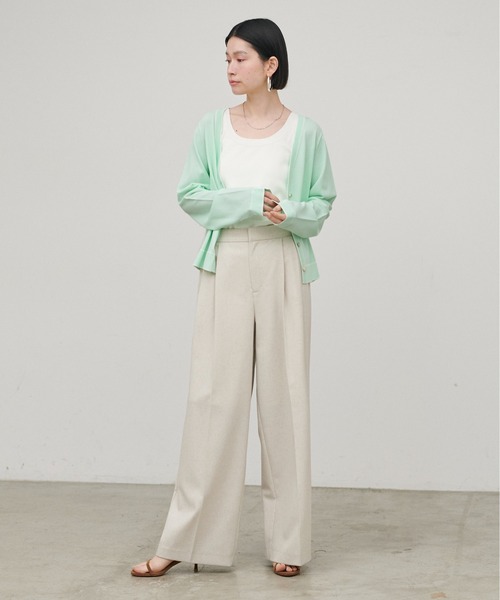 LARUTA(ラルータ)の「【LARUTA】強撚配色ラインカーディガン(カーディガン/ボレロ・レディース・ネイビー/ミント/キャメル/グレイッシュベージュ/オフホワイト・FREE)」の22枚目の写真