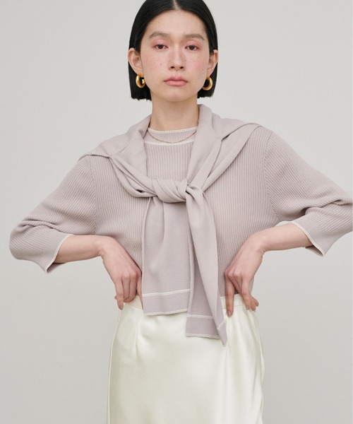 LARUTA(ラルータ)の「【LARUTA】強撚配色ラインカーディガン(カーディガン/ボレロ・レディース・ネイビー/ミント/キャメル/グレイッシュベージュ/オフホワイト・FREE)」の14枚目の写真