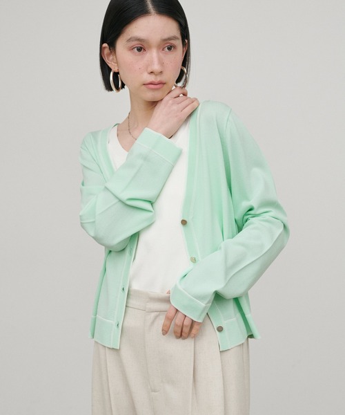 LARUTA(ラルータ)の「【LARUTA】強撚配色ラインカーディガン(カーディガン/ボレロ・レディース・ネイビー/ミント/キャメル/グレイッシュベージュ/オフホワイト・FREE)」の19枚目の写真
