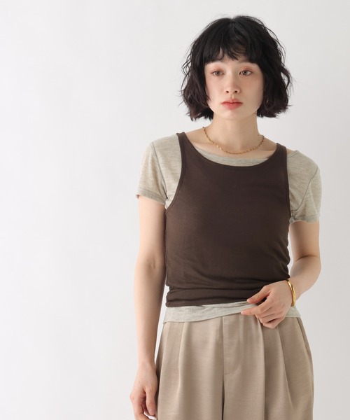 BAYFLOW（ベイフロー）の「[WEB限定]マルチWAYレイヤードセットTEE（Tシャツ/カットソー・レディース・ピンク/ブラウン/ブラック・MEDIUM/SMALL）」の2枚目の写真