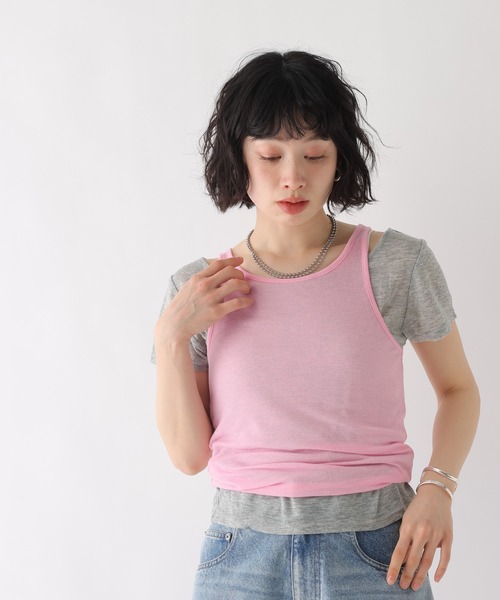 BAYFLOW（ベイフロー）の「[WEB限定]マルチWAYレイヤードセットTEE（Tシャツ/カットソー・レディース・ピンク/ブラウン/ブラック・MEDIUM/SMALL）」の3枚目の写真