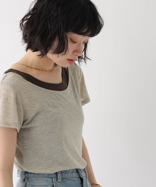 BAYFLOW（ベイフロー）の「[WEB限定]マルチWAYレイヤードセットTEE（Tシャツ/カットソー・レディース・ピンク/ブラウン/ブラック・MEDIUM/SMALL）」の6枚目の写真
