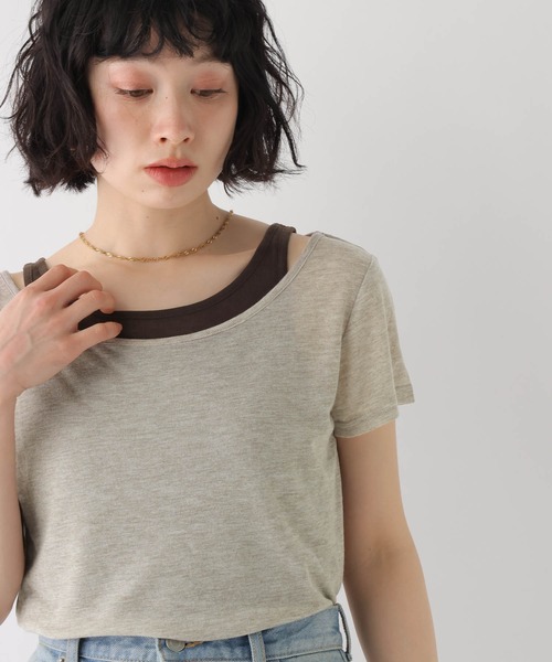 BAYFLOW（ベイフロー）の「[WEB限定]マルチWAYレイヤードセットTEE（Tシャツ/カットソー・レディース・ピンク/ブラウン/ブラック・MEDIUM/SMALL）」の7枚目の写真