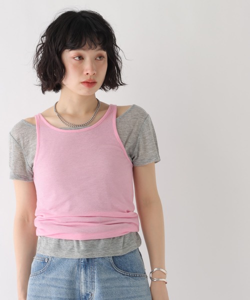 BAYFLOW（ベイフロー）の「[WEB限定]マルチWAYレイヤードセットTEE（Tシャツ/カットソー・レディース・ピンク/ブラウン/ブラック・MEDIUM/SMALL）」の15枚目の写真